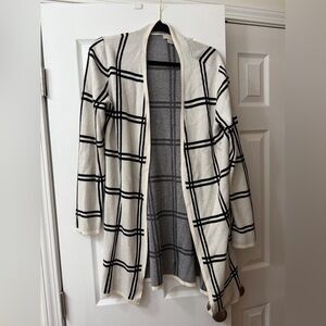 LOFT Black and White Checkered Cardigan